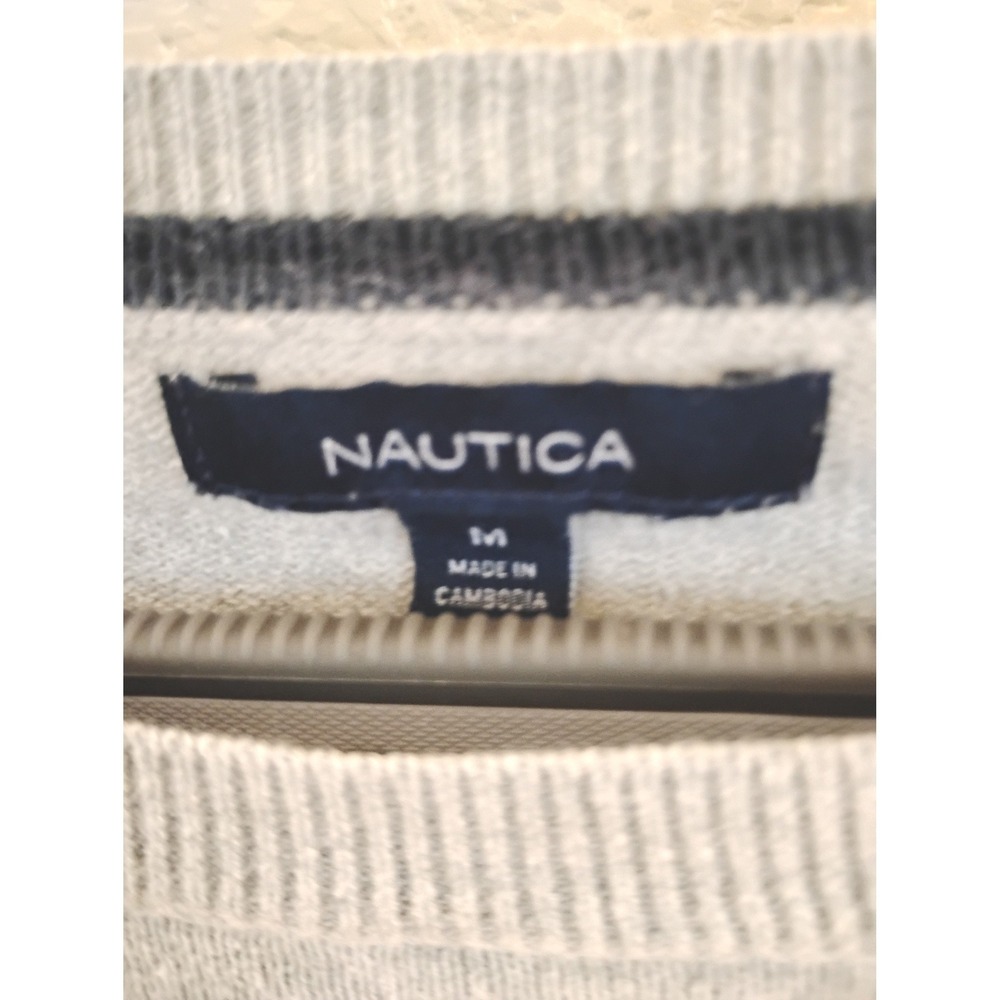 š©µNautica Striped Crewneck Sweater Casual Preppy Coastal Minimalist Chic Cotton - Picture 3 of 6